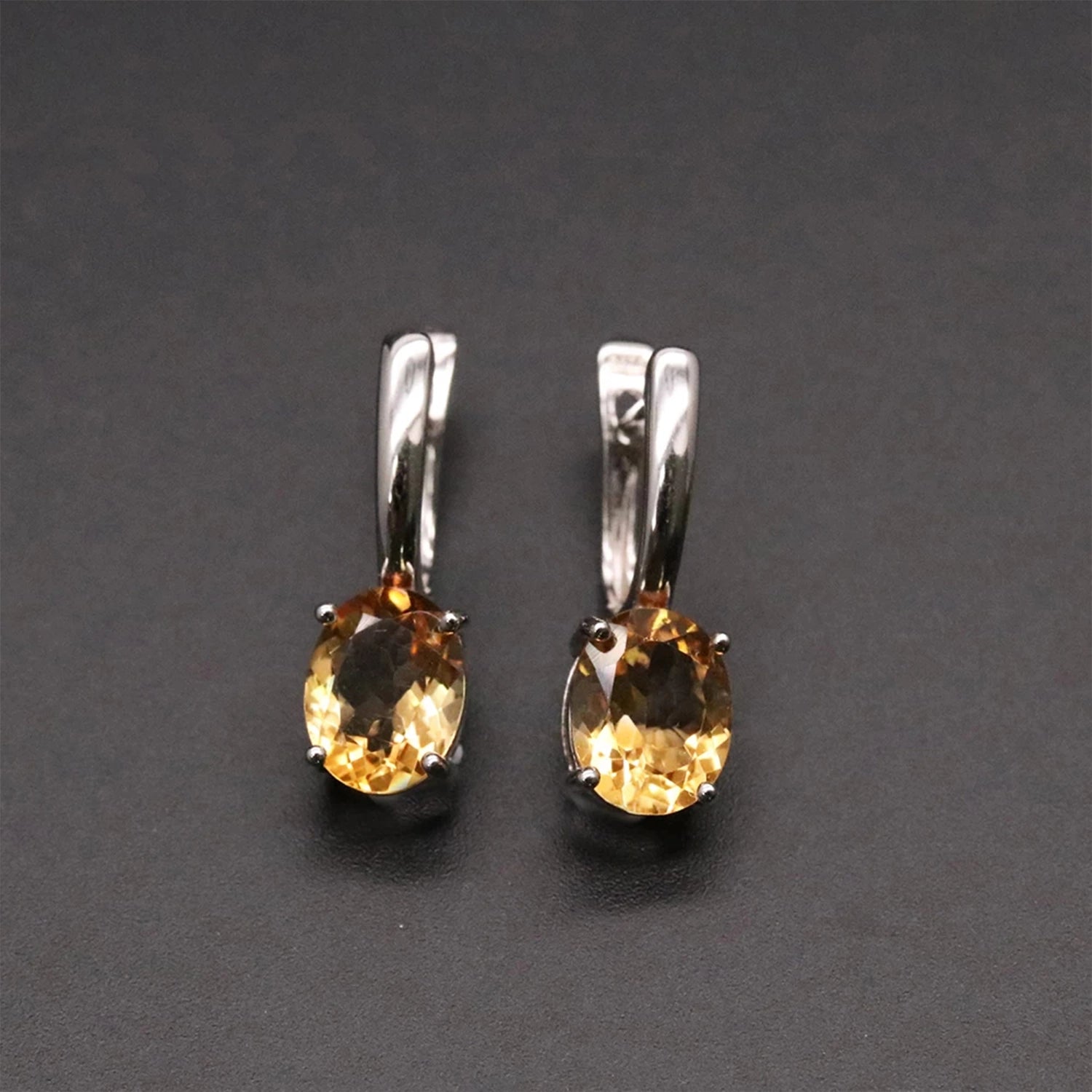 Sky Blue Topaz & Citrine Drop Earrings