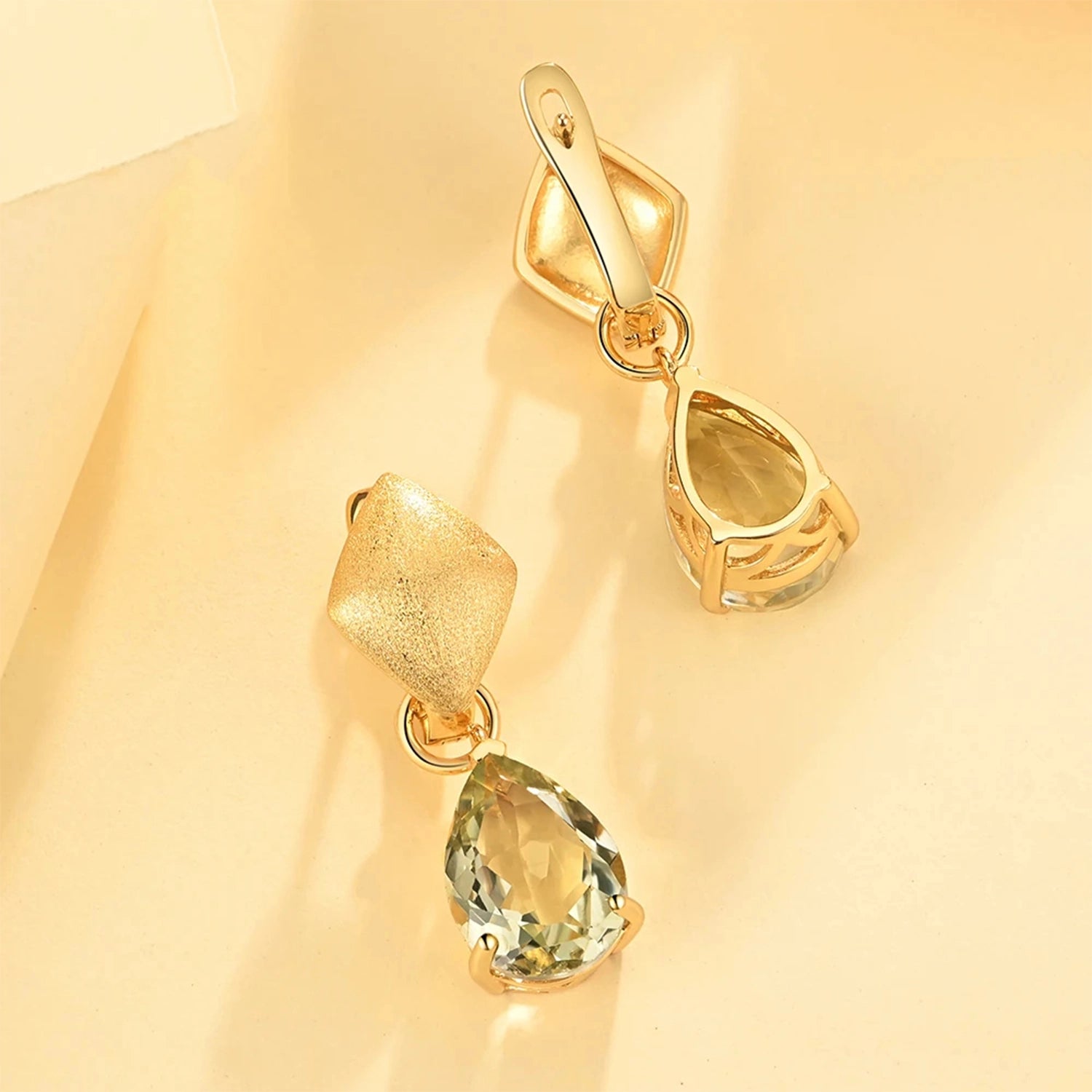 Green Amethyst Water Drop Earrings