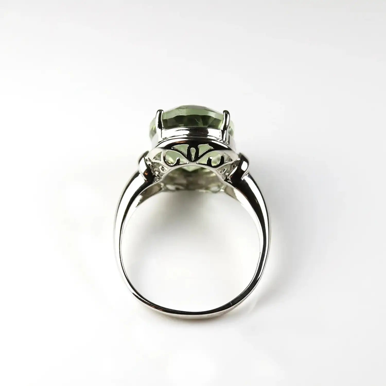 10ct Natural Green Amethyst Sterling Silver Ring