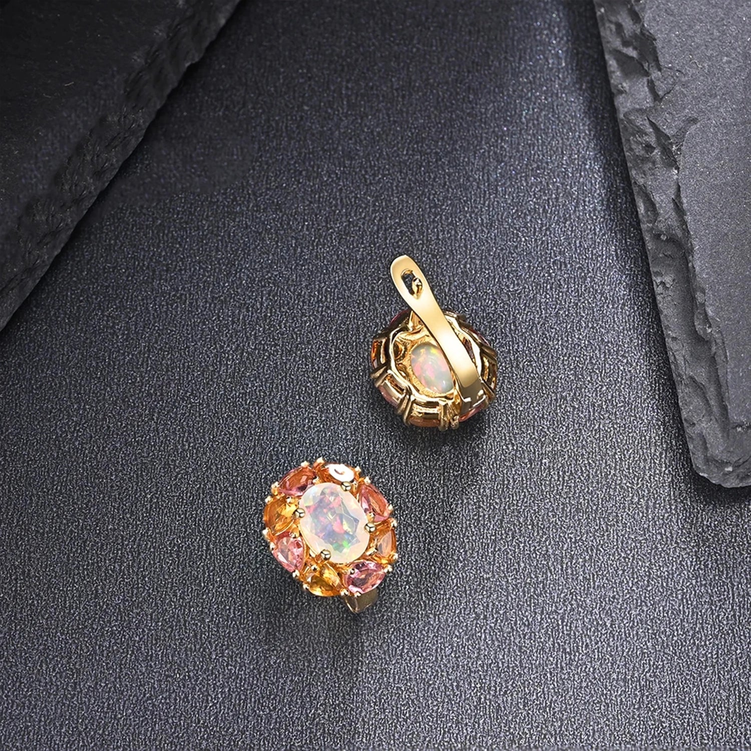 Opal & Tourmaline Waterdrop Earrings