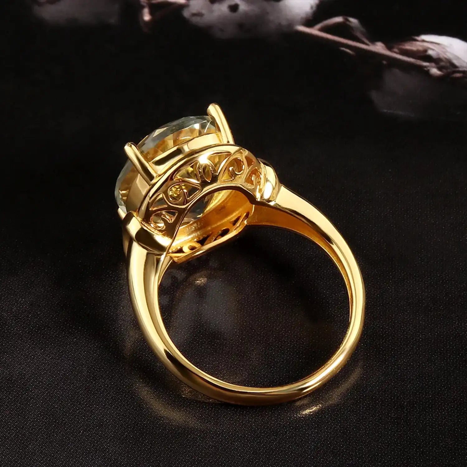 Natural Green Amethyst Oval Sterling Silver Ring