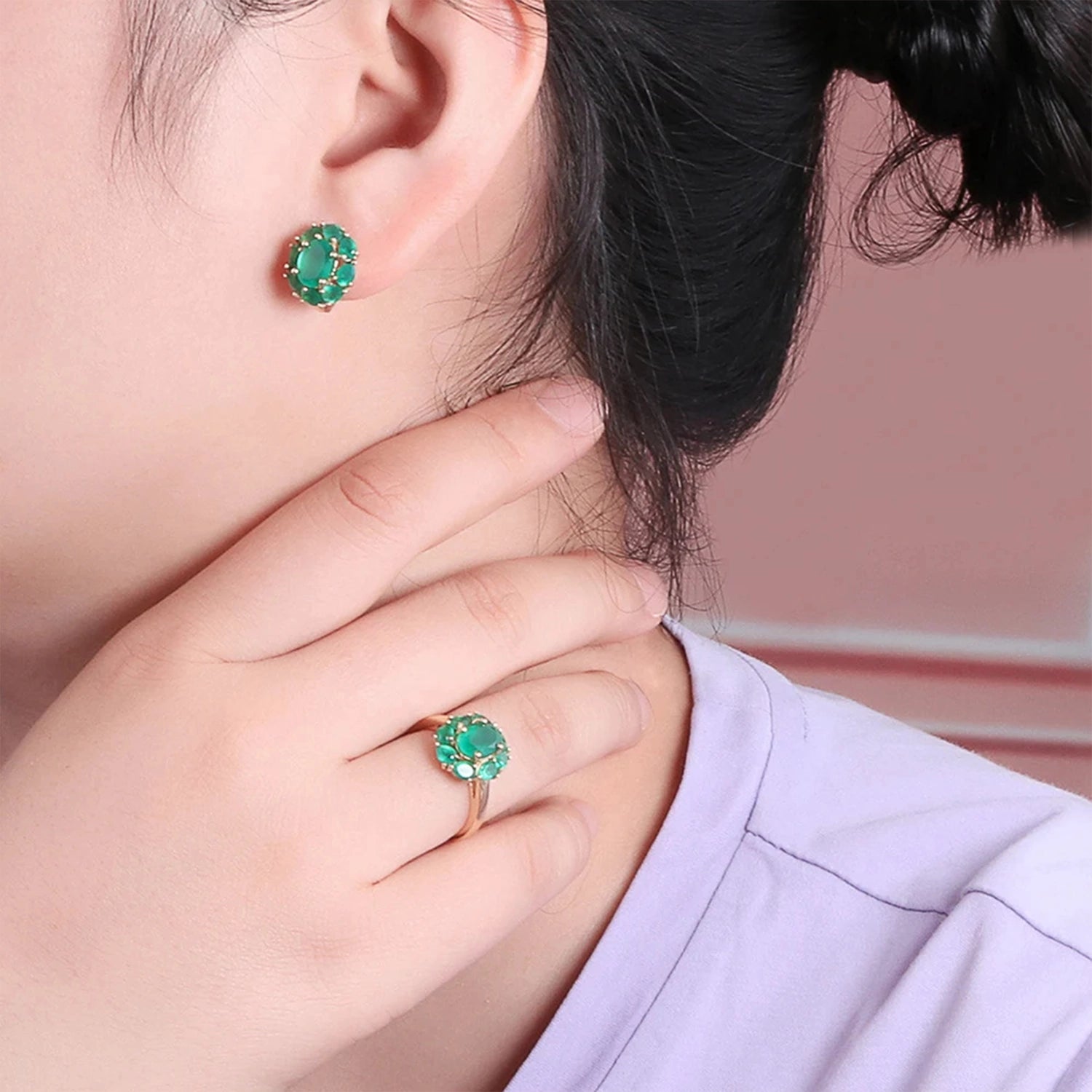Green Agate Drop Earrings