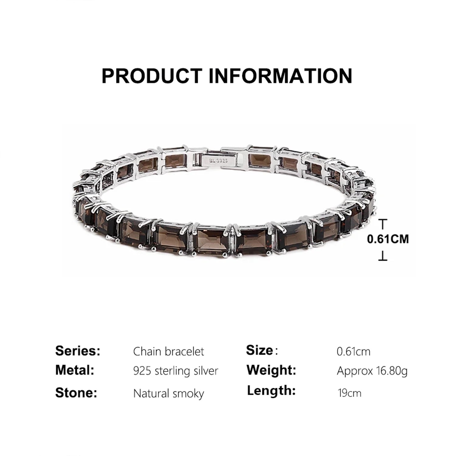 Smoky Quartz Face Design Bracelet