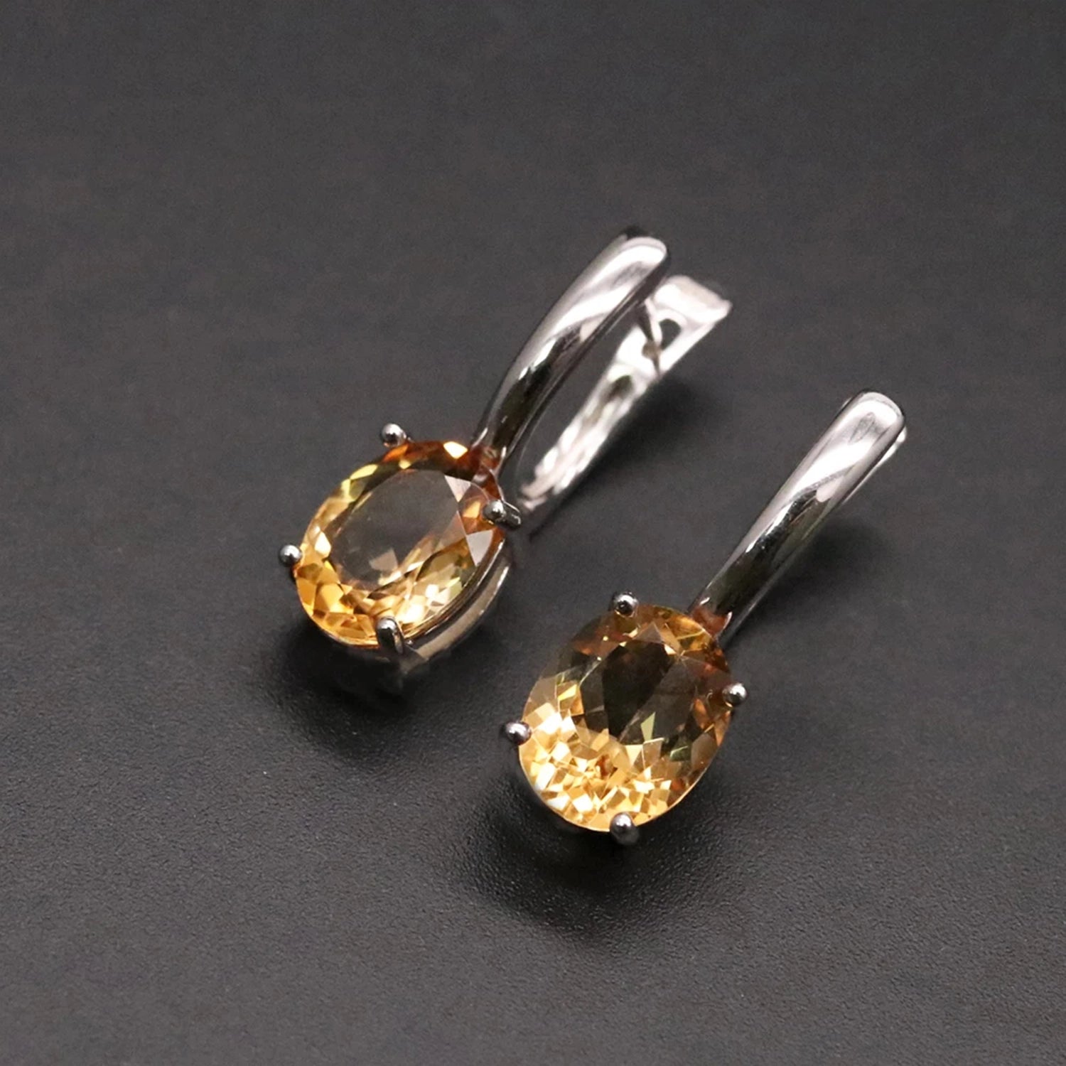 Sky Blue Topaz & Citrine Drop Earrings