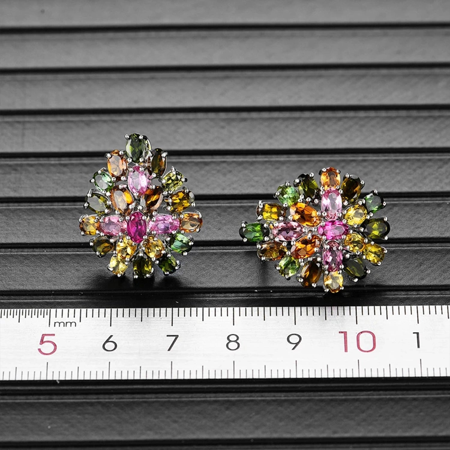 Tourmaline Flower Clasp Earrings