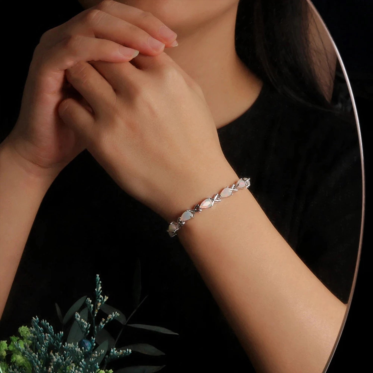 October Birthstone Opal Cuff Bracelet