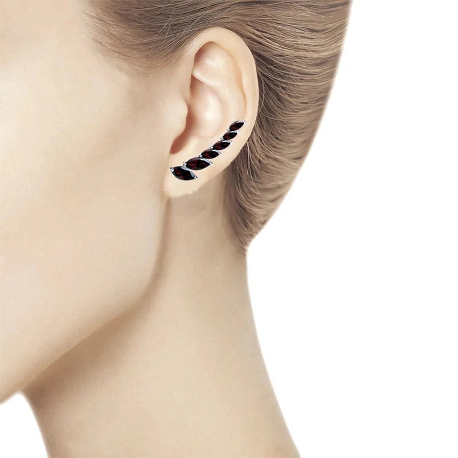 Natural Garnet Geometric Drop Earrings