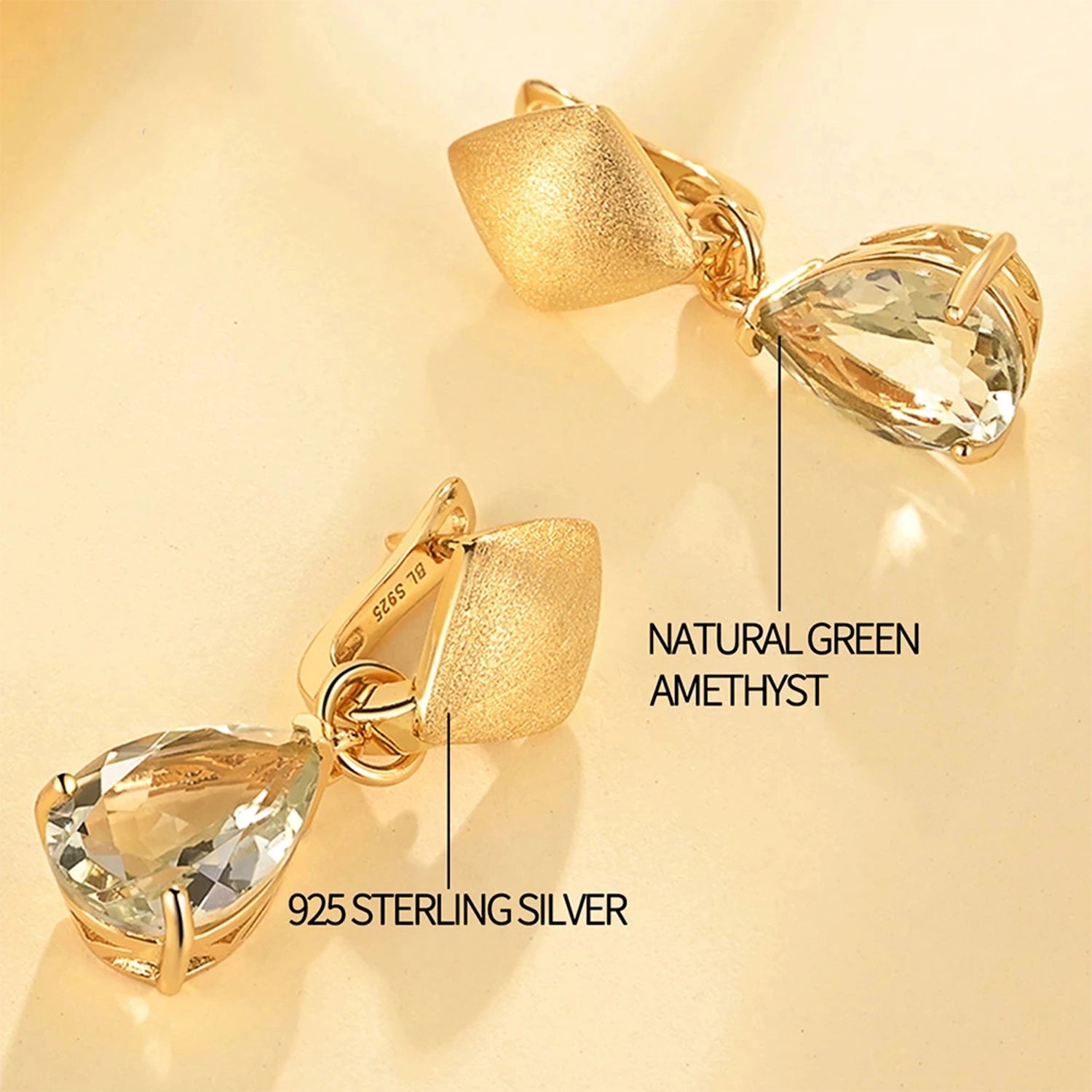 Green Amethyst Water Drop Earrings