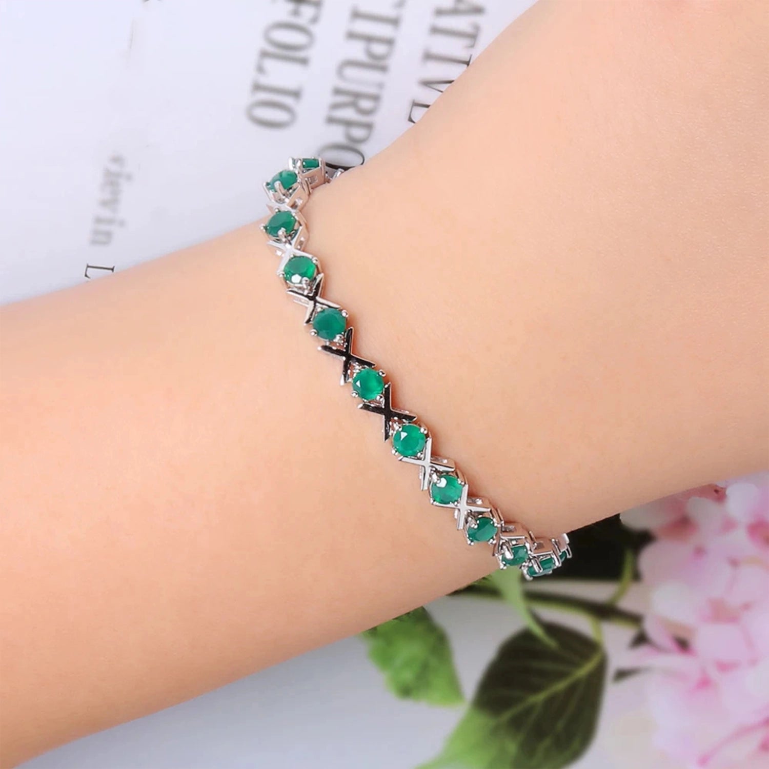 Green Agate Heart Design Bracelet