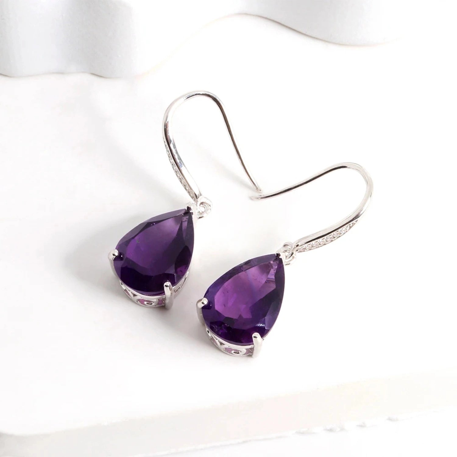 Gemstone Drops Hook Earrings