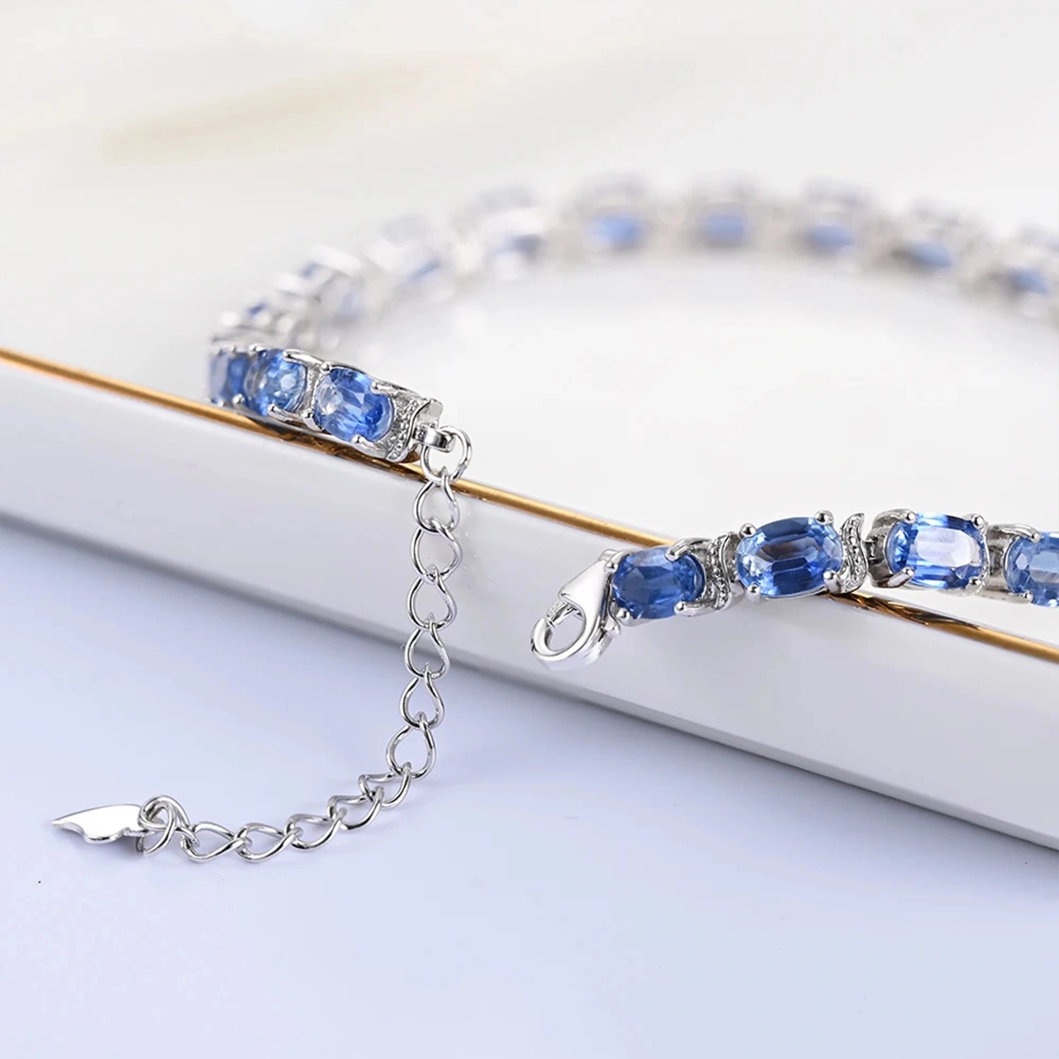 Kyanite Round Silver Bracelet