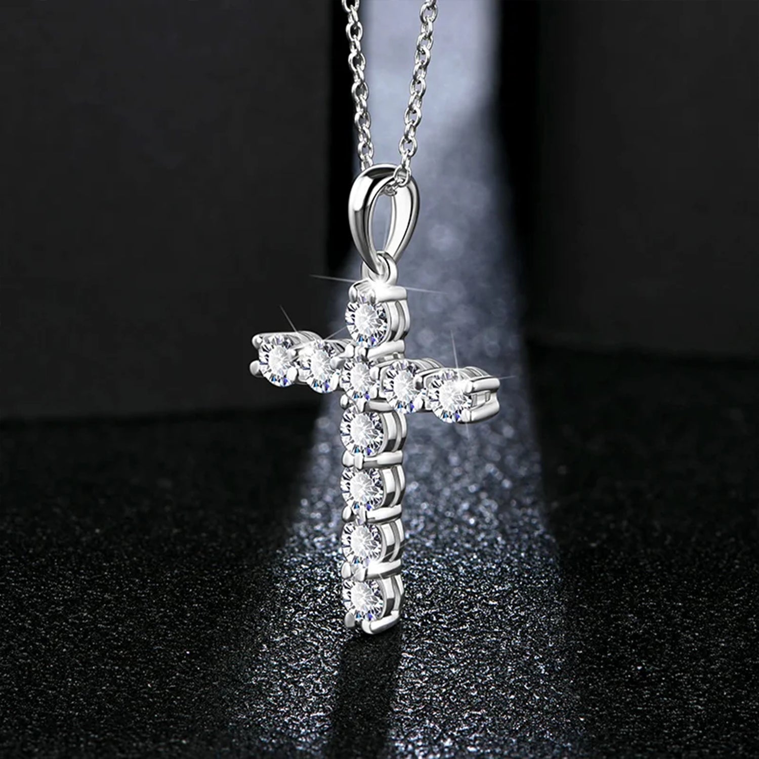 Sacred Moissanite Cross Pendant Necklace