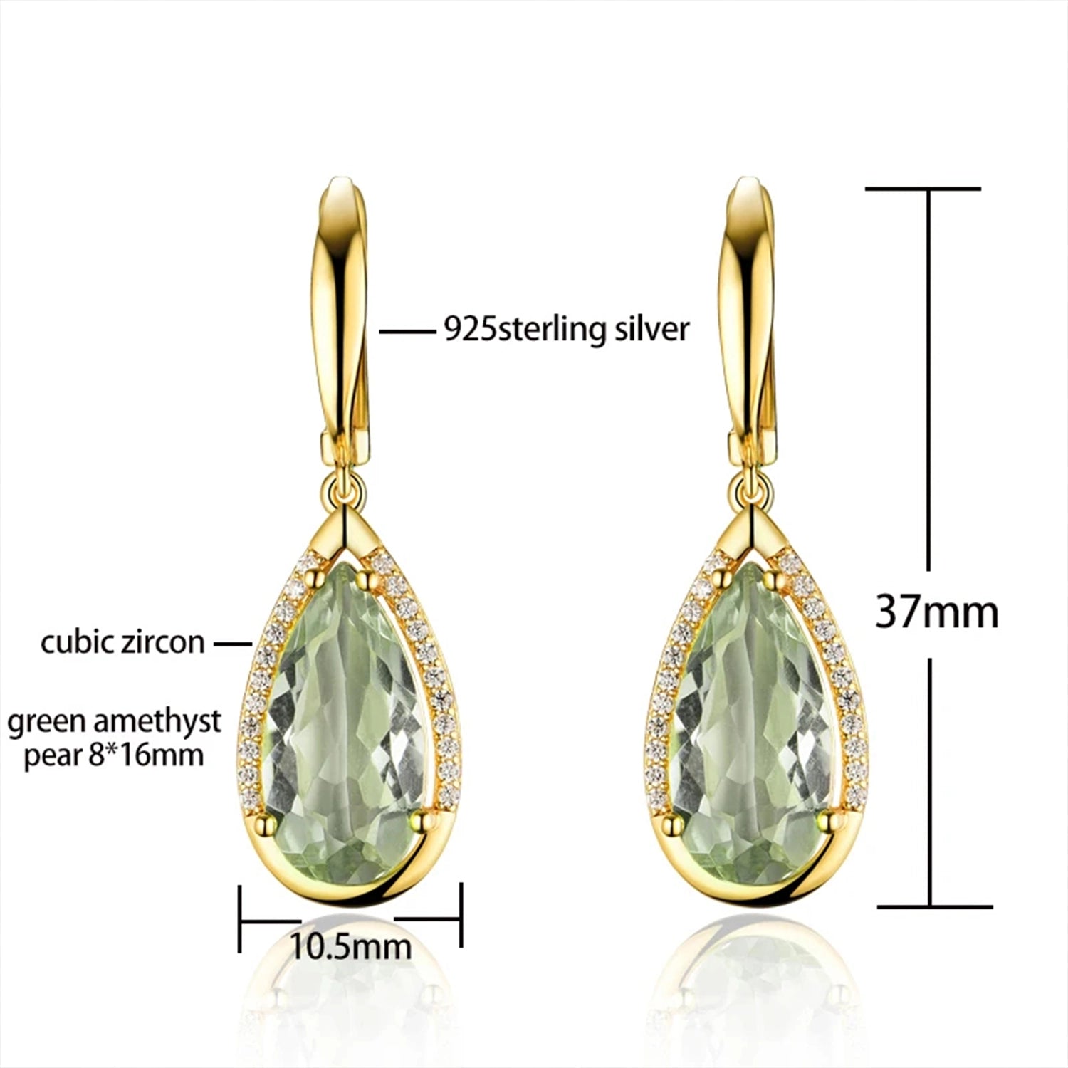 Prasiolite & Amethyst Drop Earrings