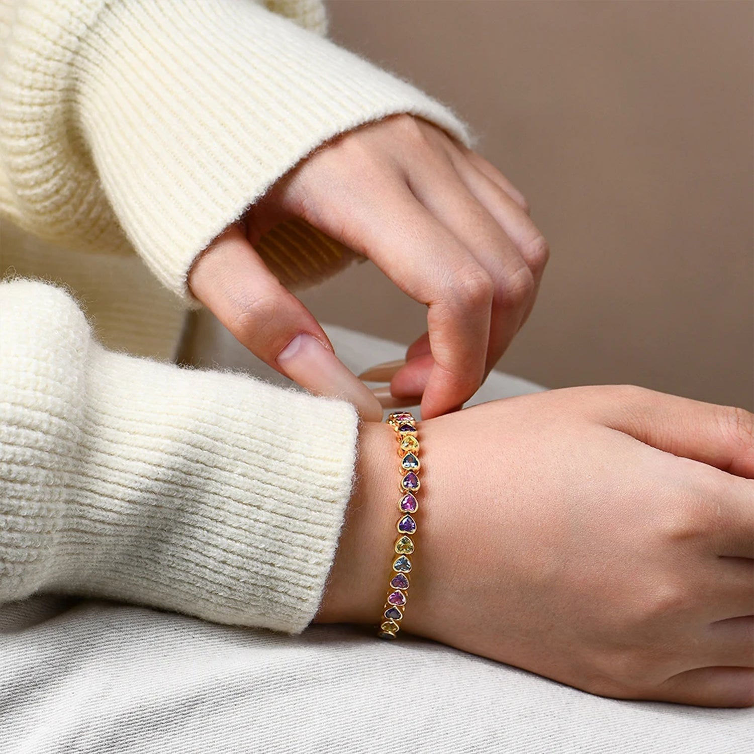 Memovra Heart Sapphire & Zircon Bracelet