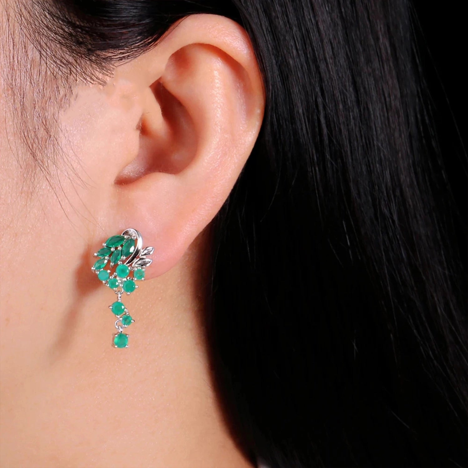 Green Agate Blossom Earrings