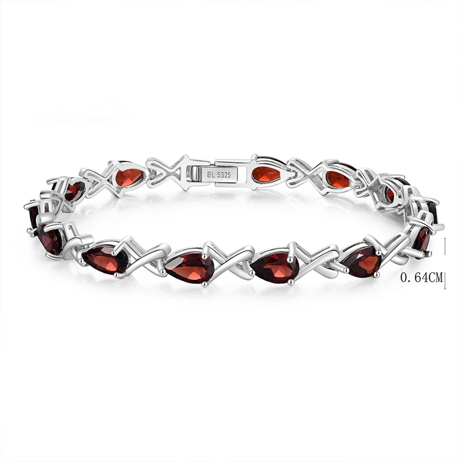 Garnet Geometric Silver Bracelet