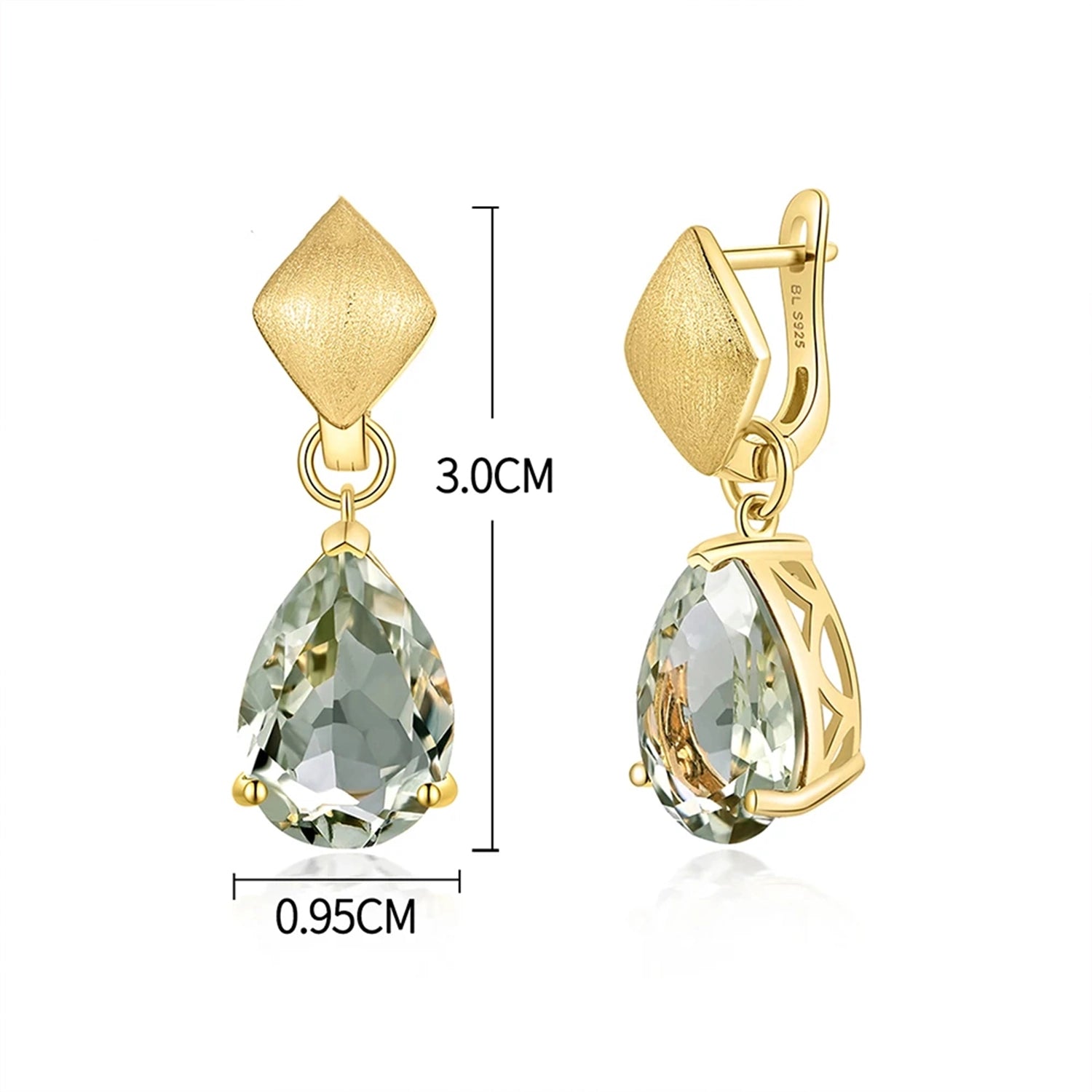 Green Amethyst Water Drop Earrings