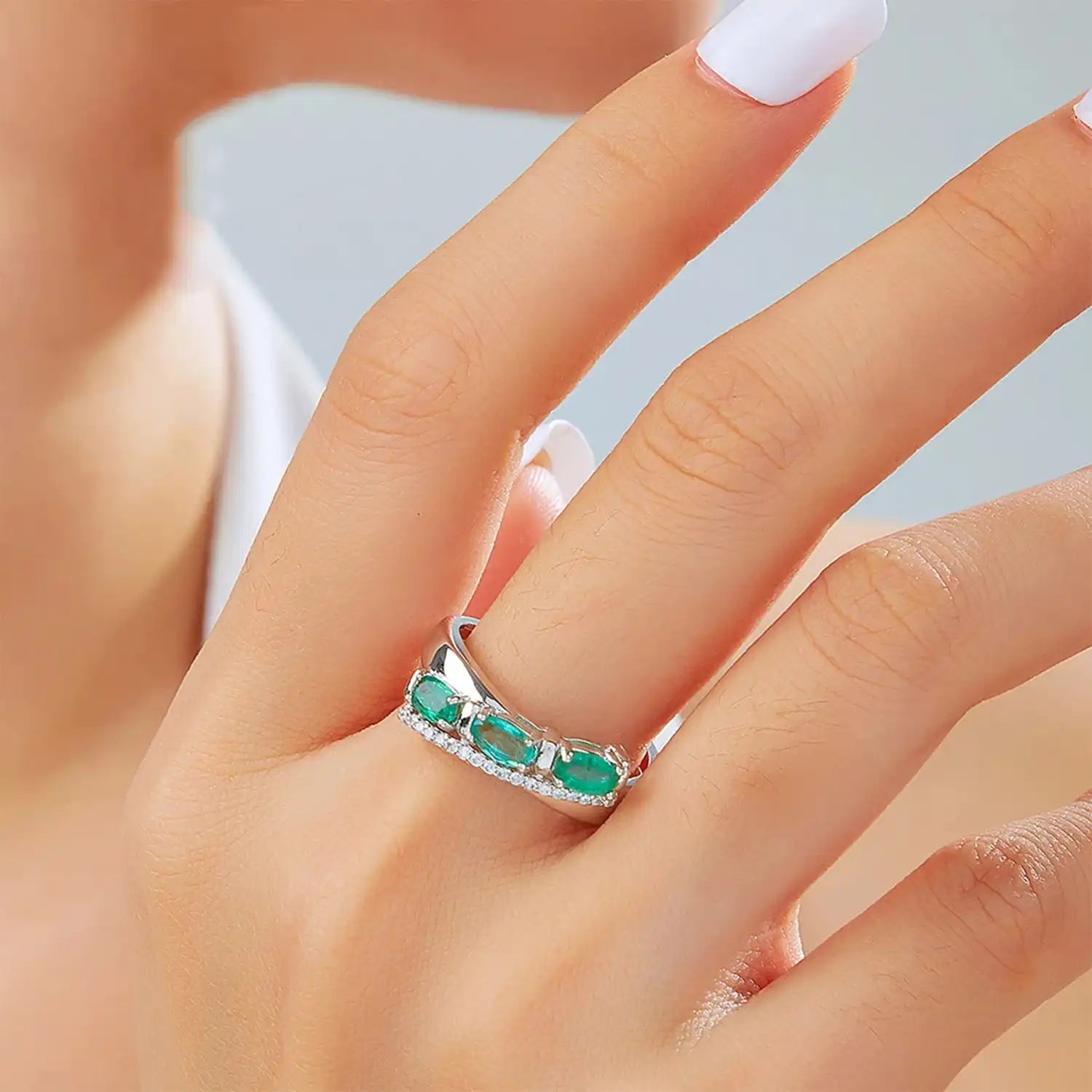 Zambia Green Emerald Sterling Silver Ring