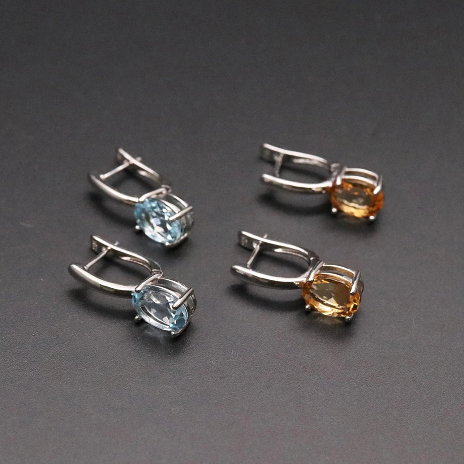 Sky Blue Topaz & Citrine Drop Earrings