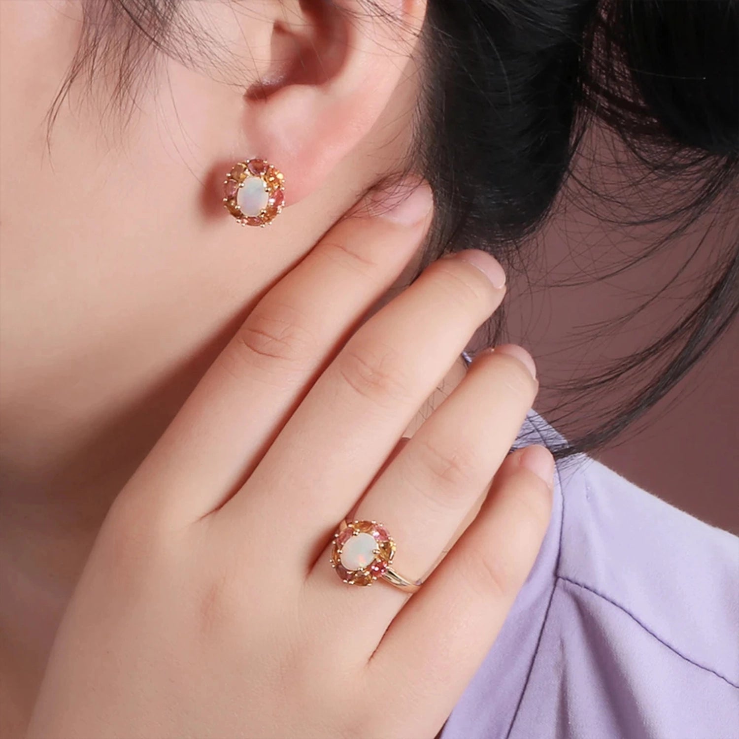 Opal & Tourmaline Waterdrop Earrings