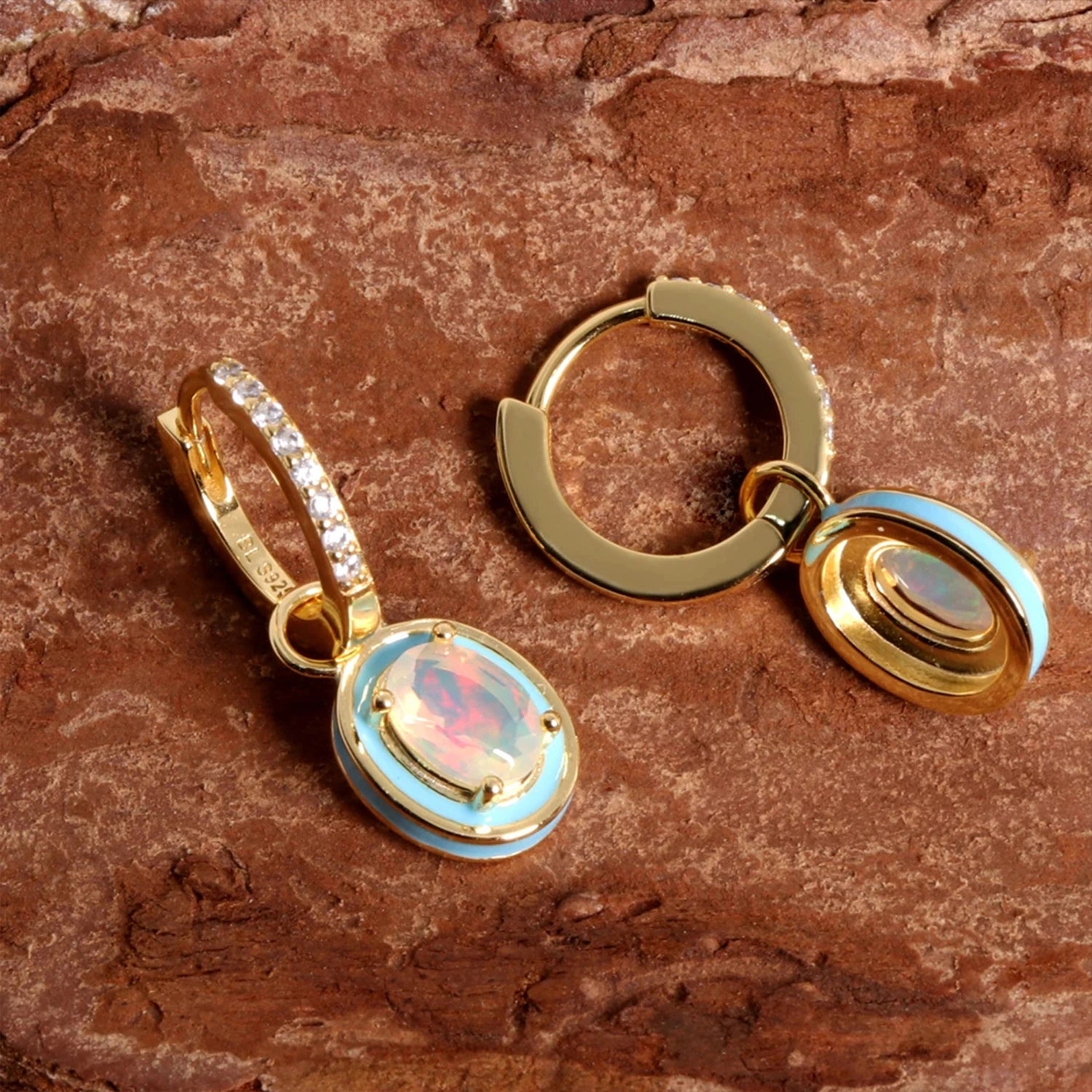 Opal Split-Design Drop Earrings