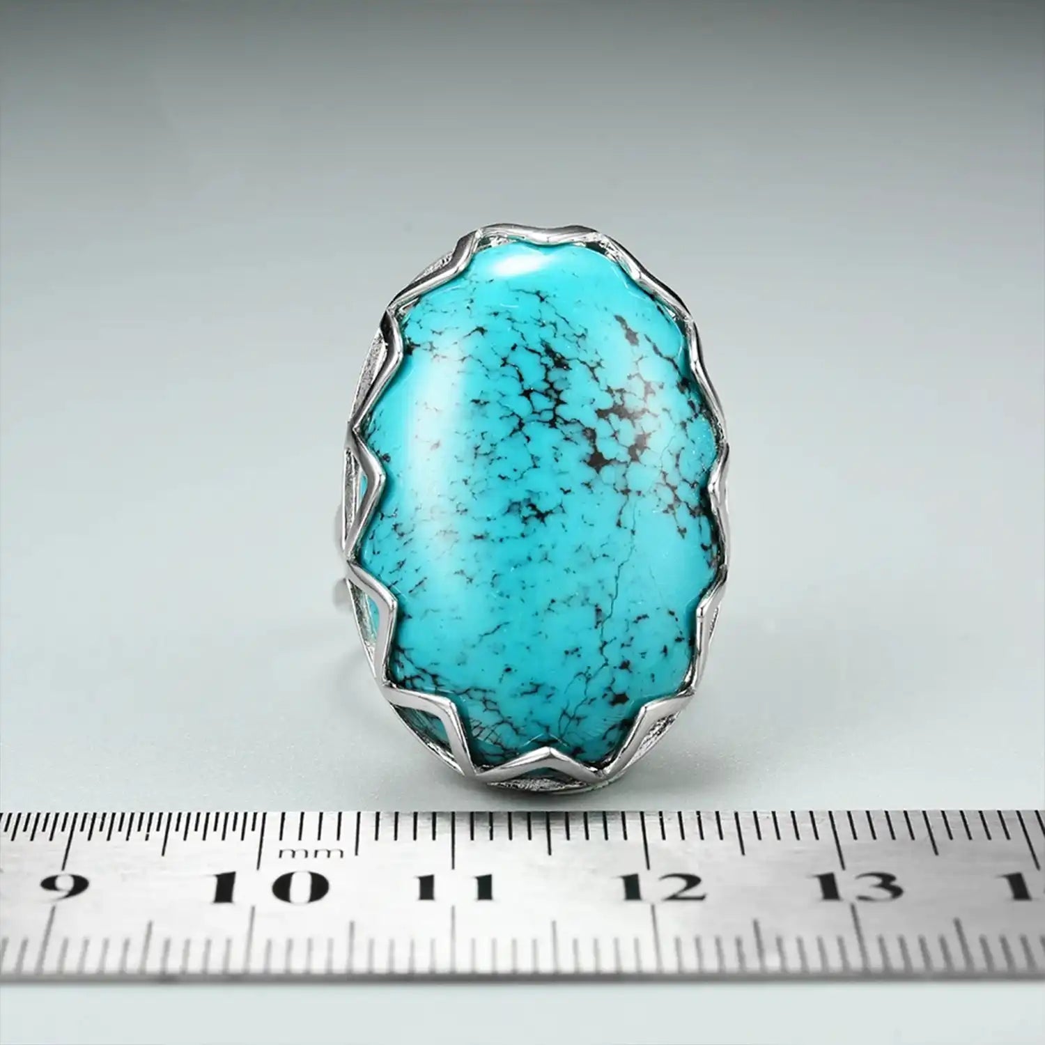 Luxury Large Turquoise Sterling Silver Ring