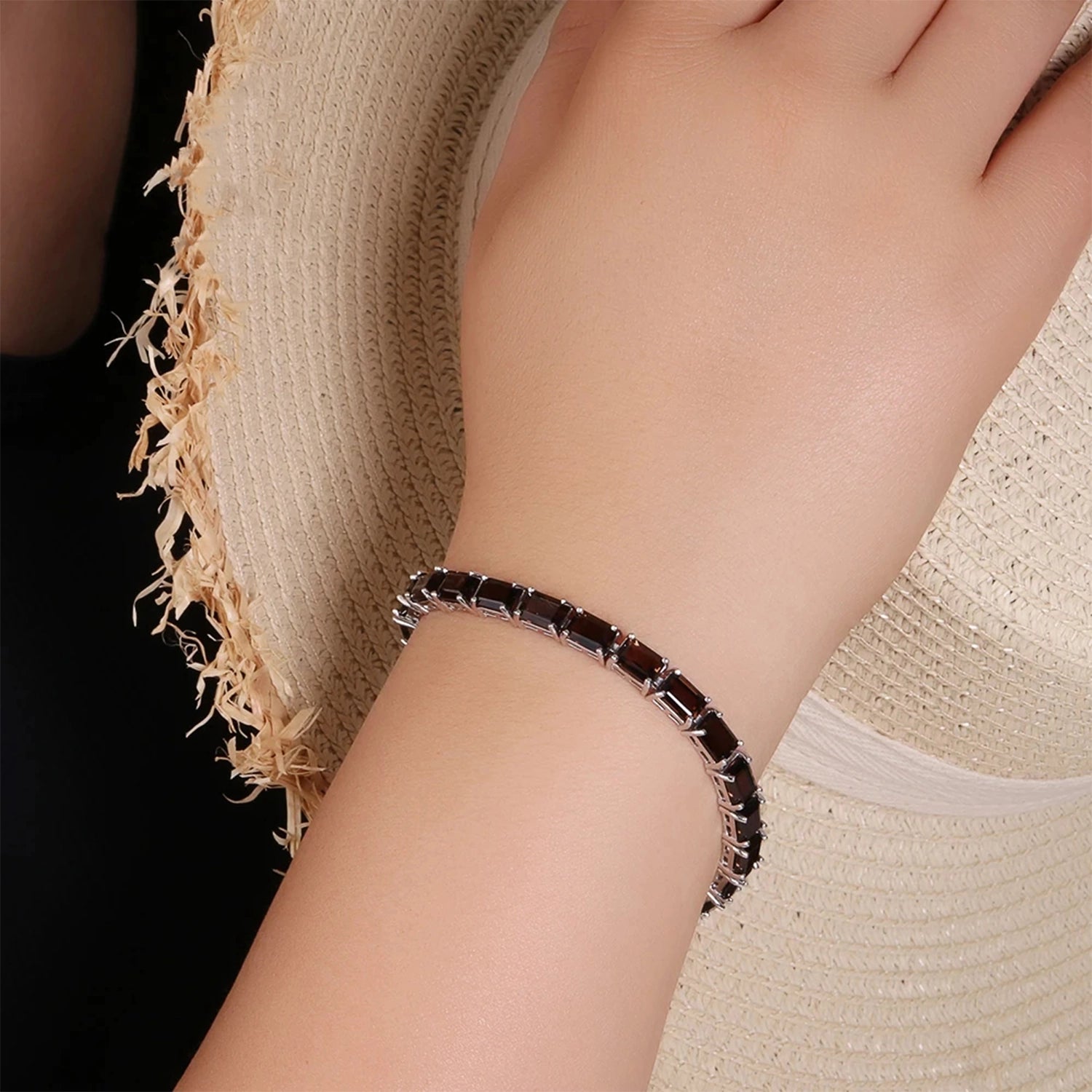 Smoky Quartz Face Design Bracelet