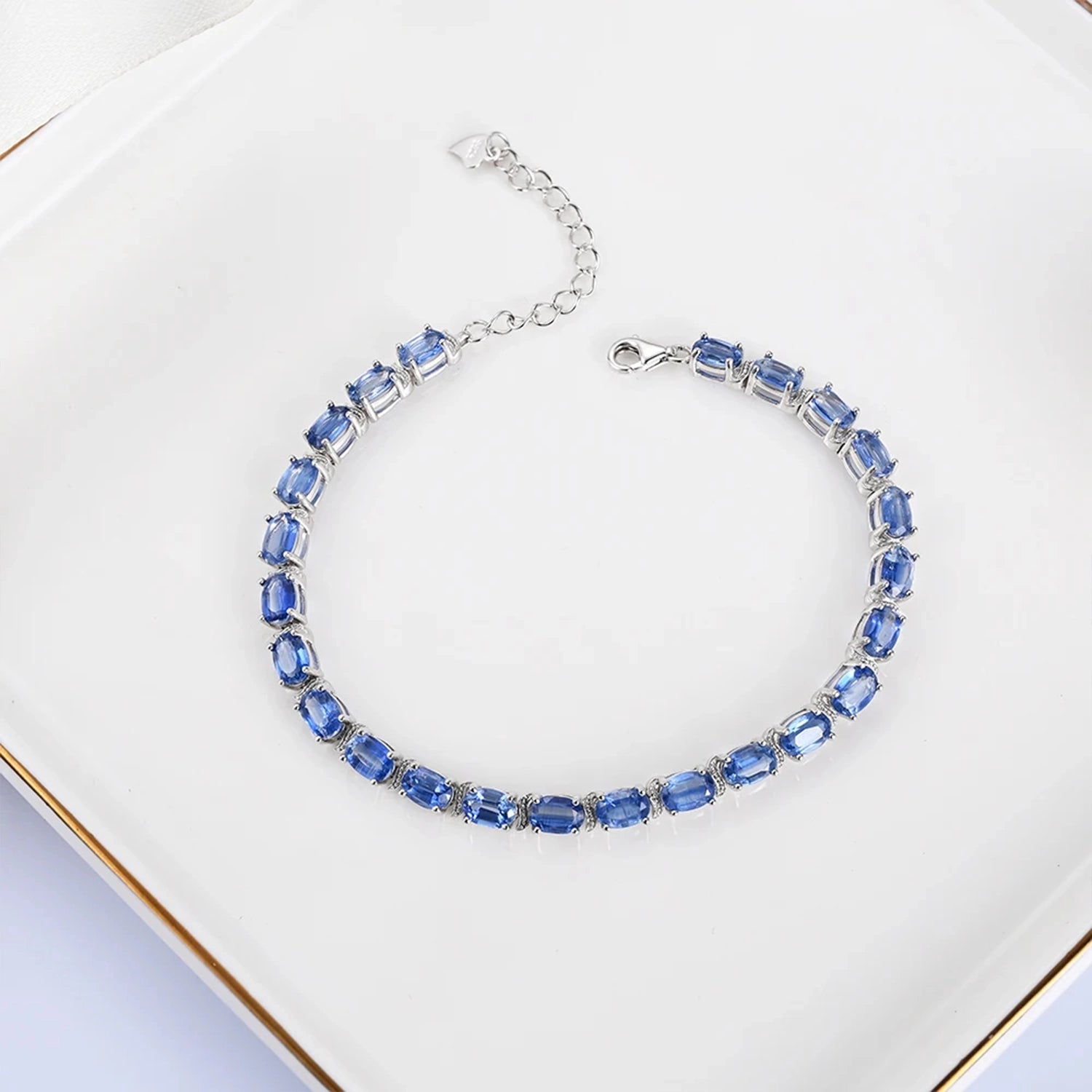 Kyanite Round Silver Bracelet