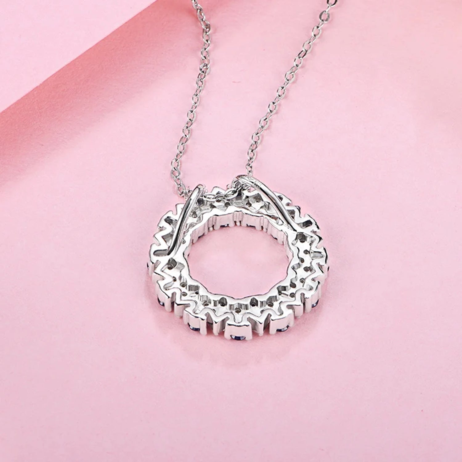 Halo Blue Sapphire Pendant Necklace