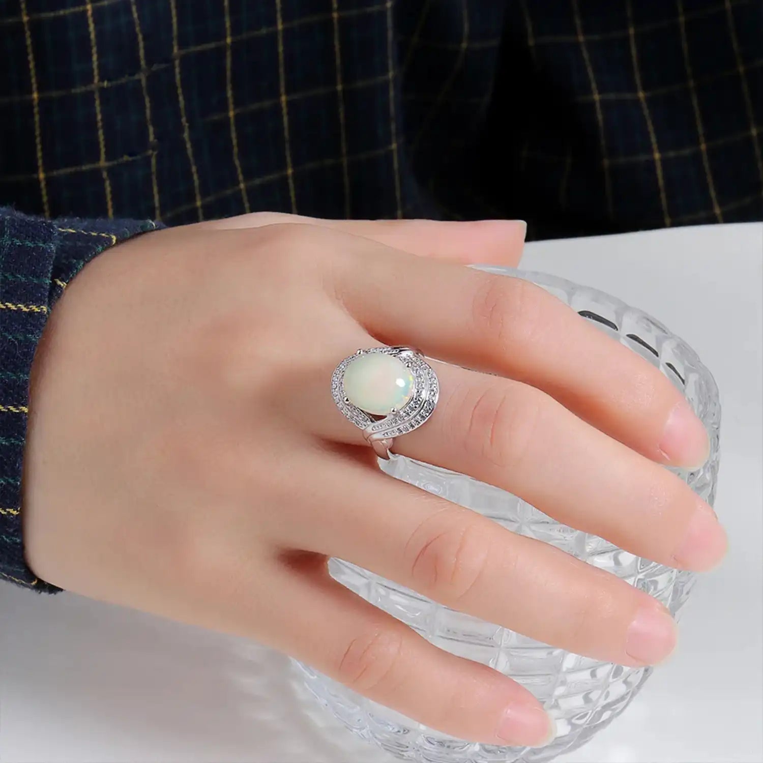Natural Opal Elegant Sterling Silver Ring