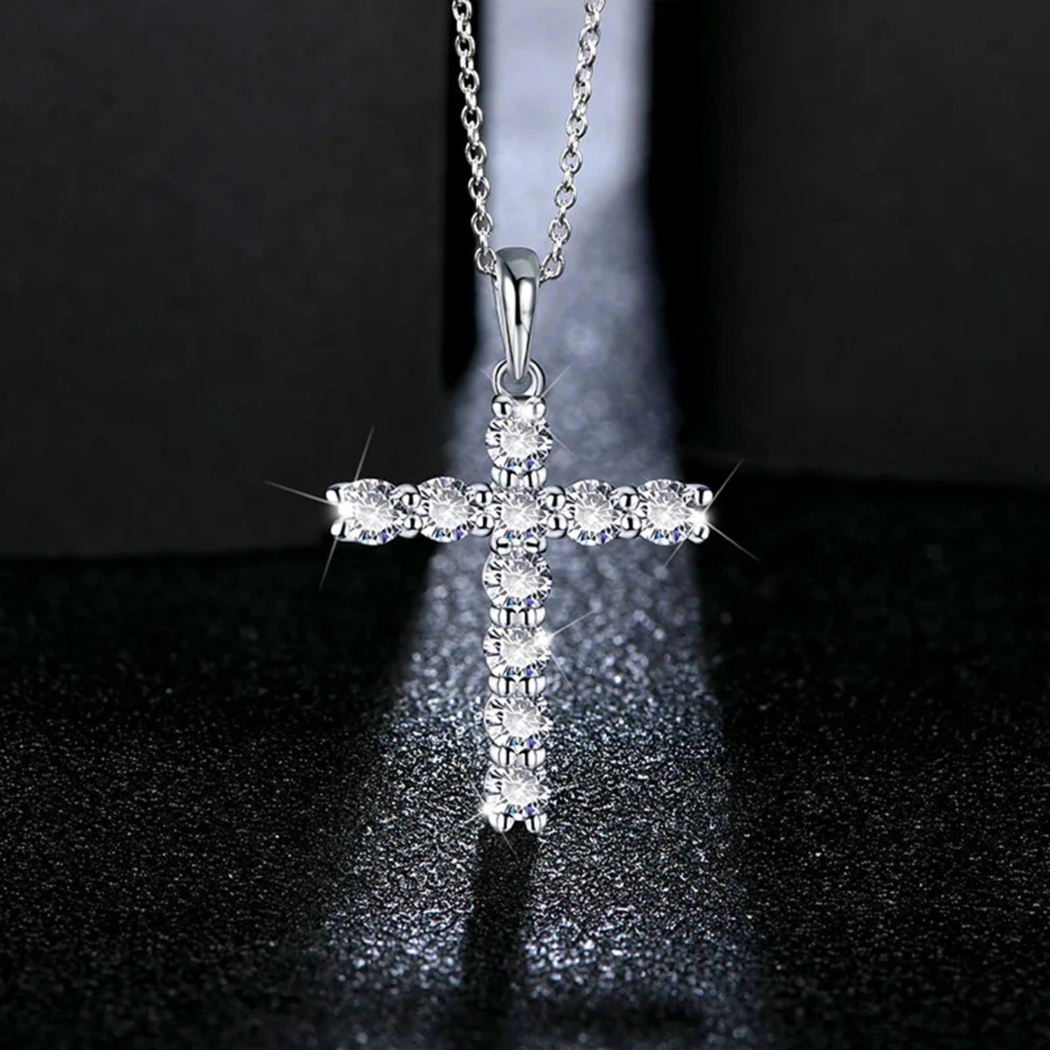 Sacred Moissanite Cross Pendant Necklace