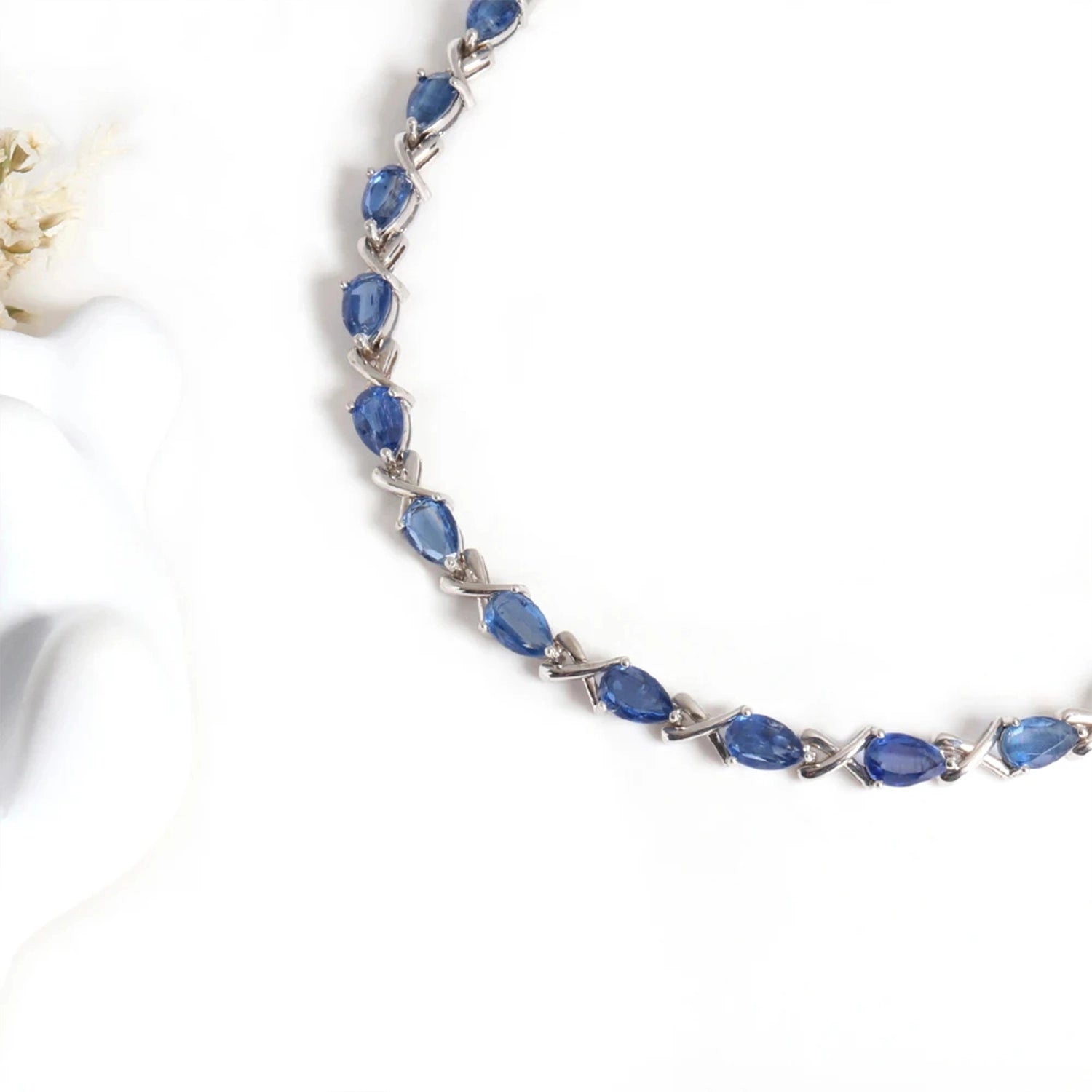 Blue Kyanite Geometric Silver Bracelet