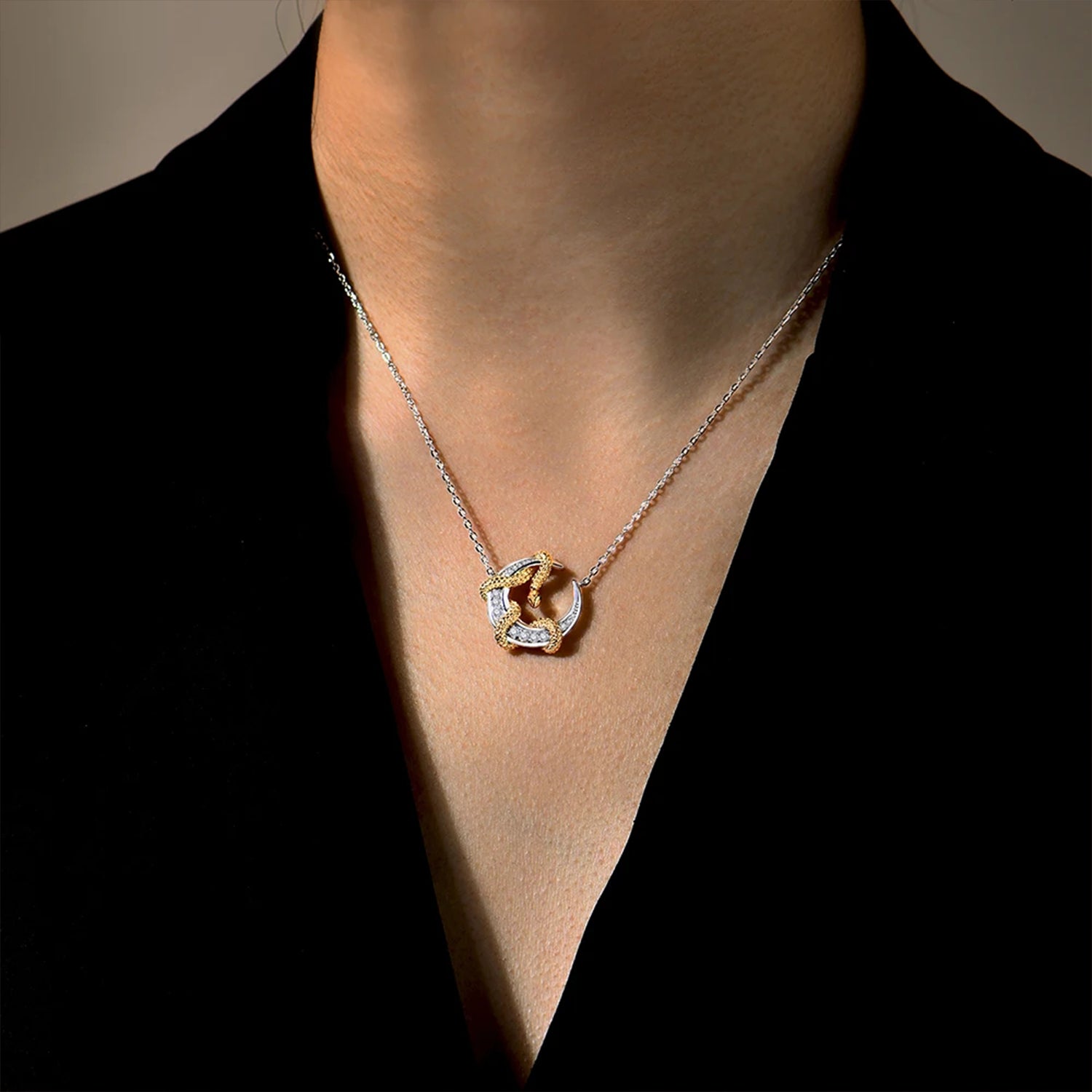 Memovra Moon & Snake Moissanite Necklace