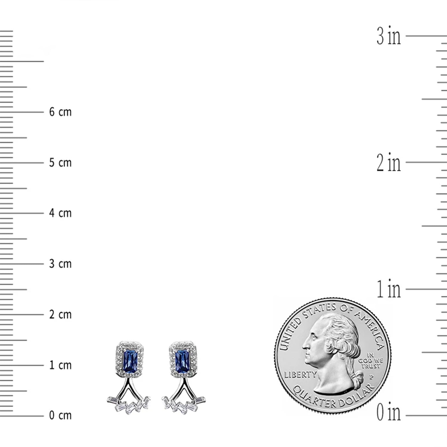 Blue Sapphire Geometric Stud Earrings