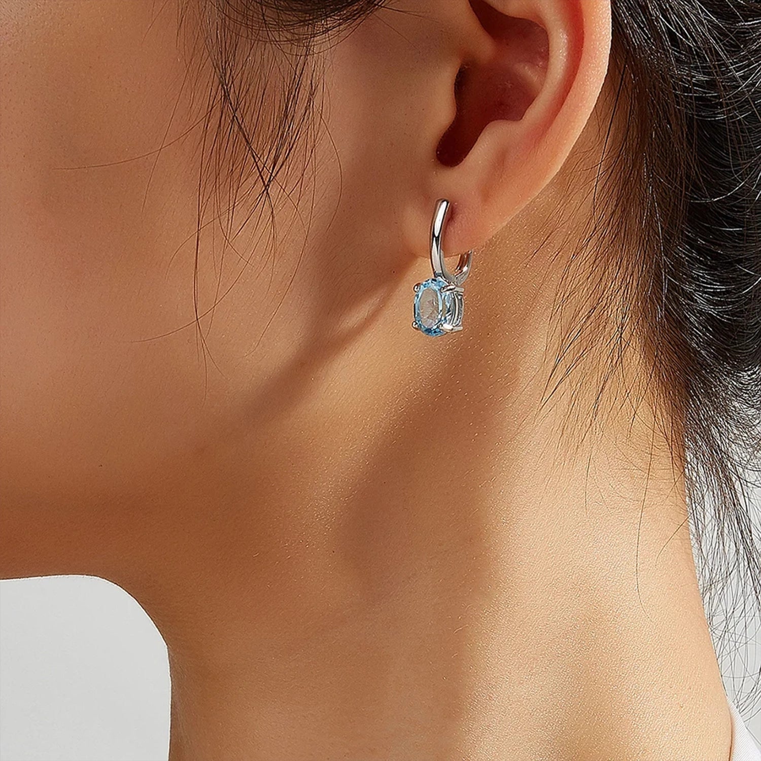 Sky Blue Topaz & Citrine Drop Earrings