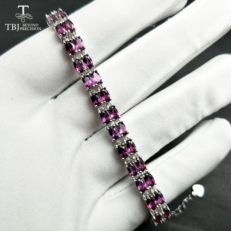 Rhodolite Garnet Silver Bracelet